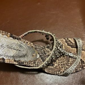 Beverly Feldman Silver Python / Rhinestone Sandal